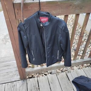 Arizona Jean Company Black Leather Jacket with Silver Zippers